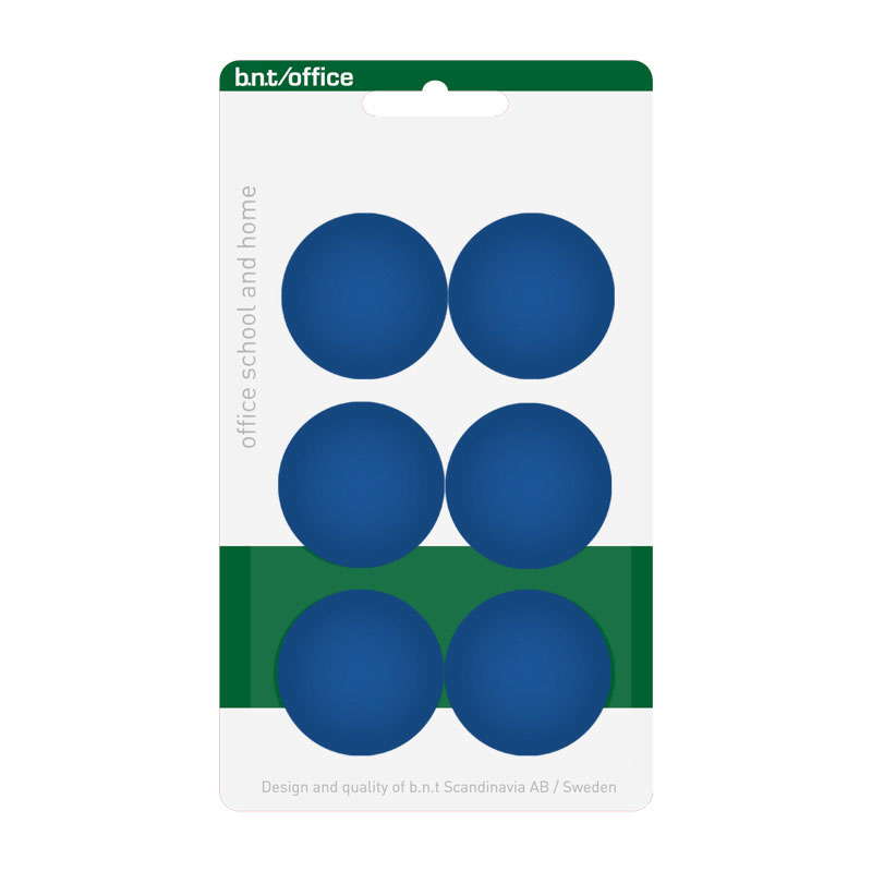 BNT Office Magnet, Blue Ø30 mm. (6-pack)