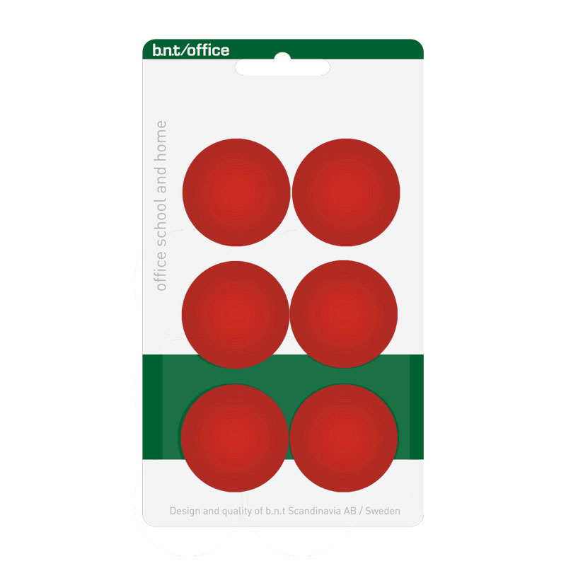 BNT Office Magnet, Red Ø30 mm. (6-pack)