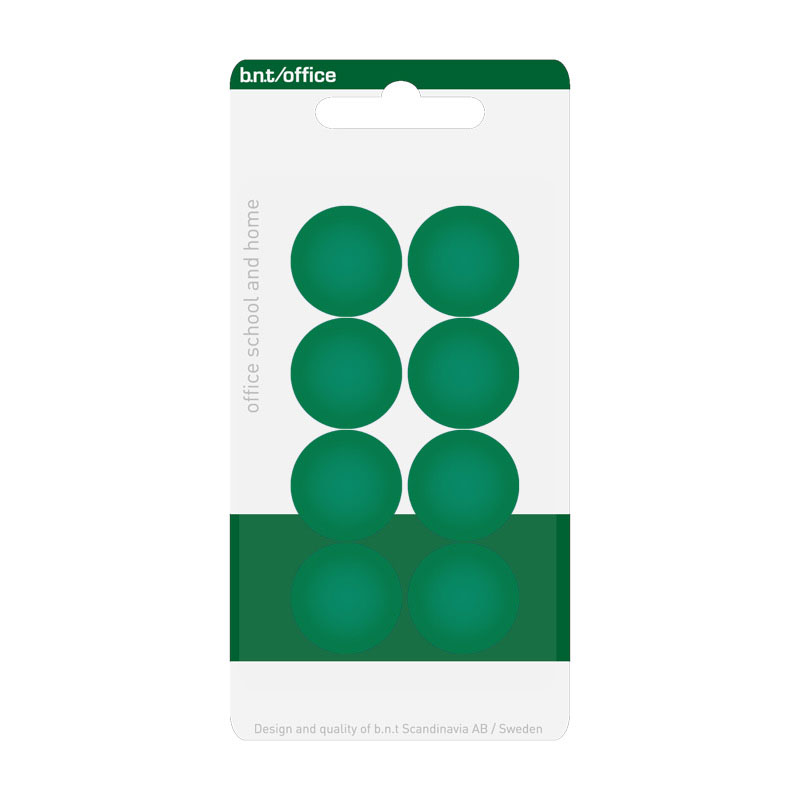 BNT Office Magnet, Green Ø20 mm. (8-pack)