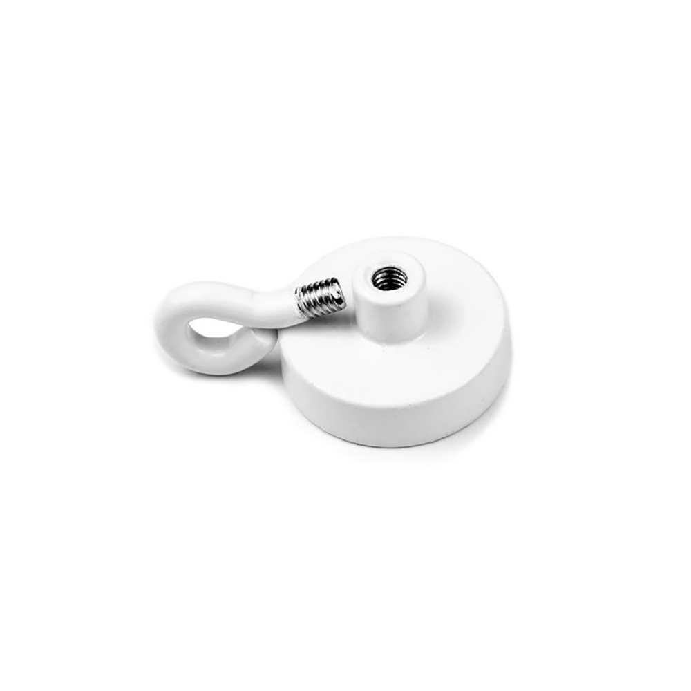 Pot magnet with closed hook, White Ø25 mm.