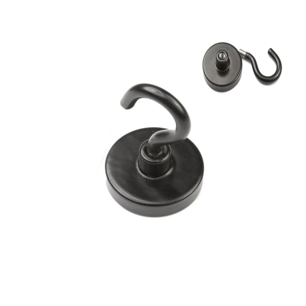 Pot magnet with hook, Black Ø32 mm.