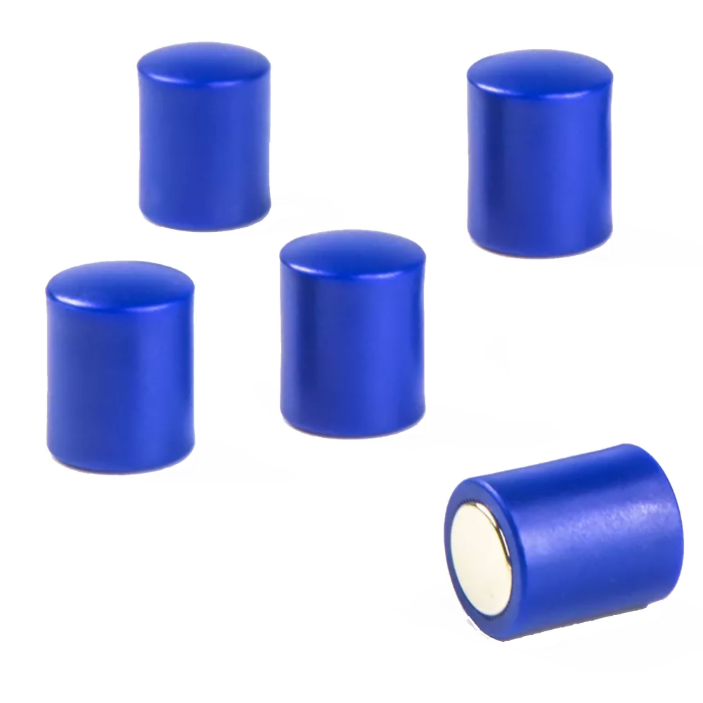 Magnets w. plastic cover 14x18 mm., Blue (5-pack)